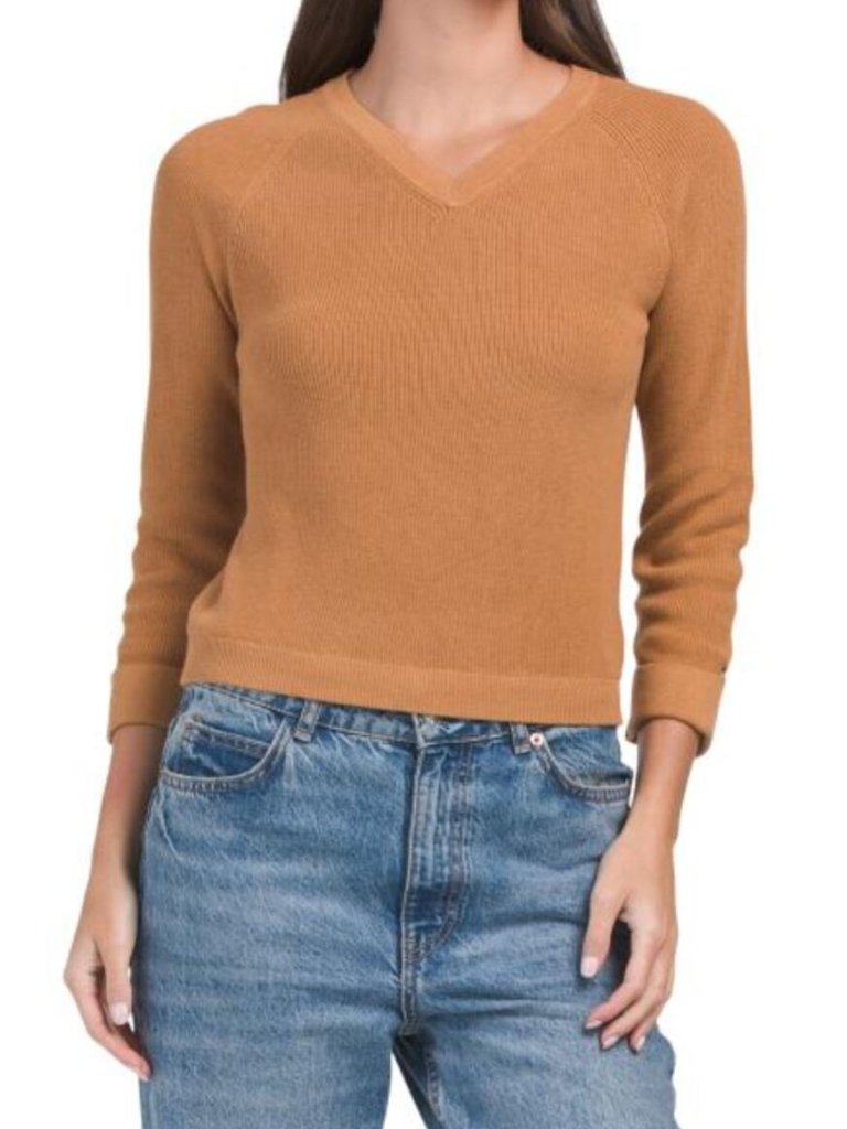 Windsor & White Cotton Shaker Knit V-Neck Sweater